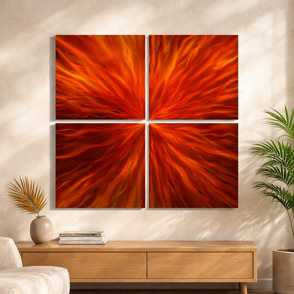 Solar Ignition - Metal Wall Art Set of 4 (50"x50" overall)