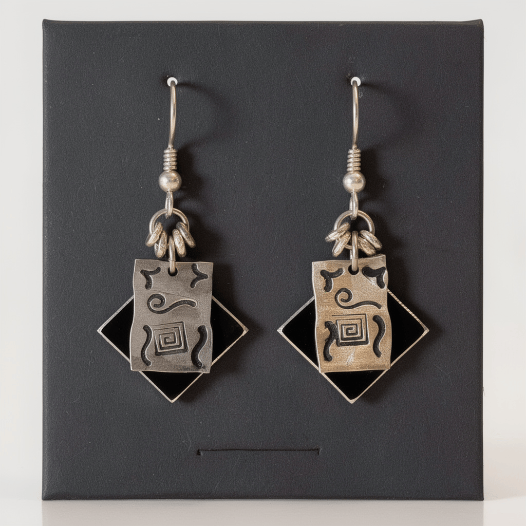 Ancient Symbols Dangle Earrings 1.5"