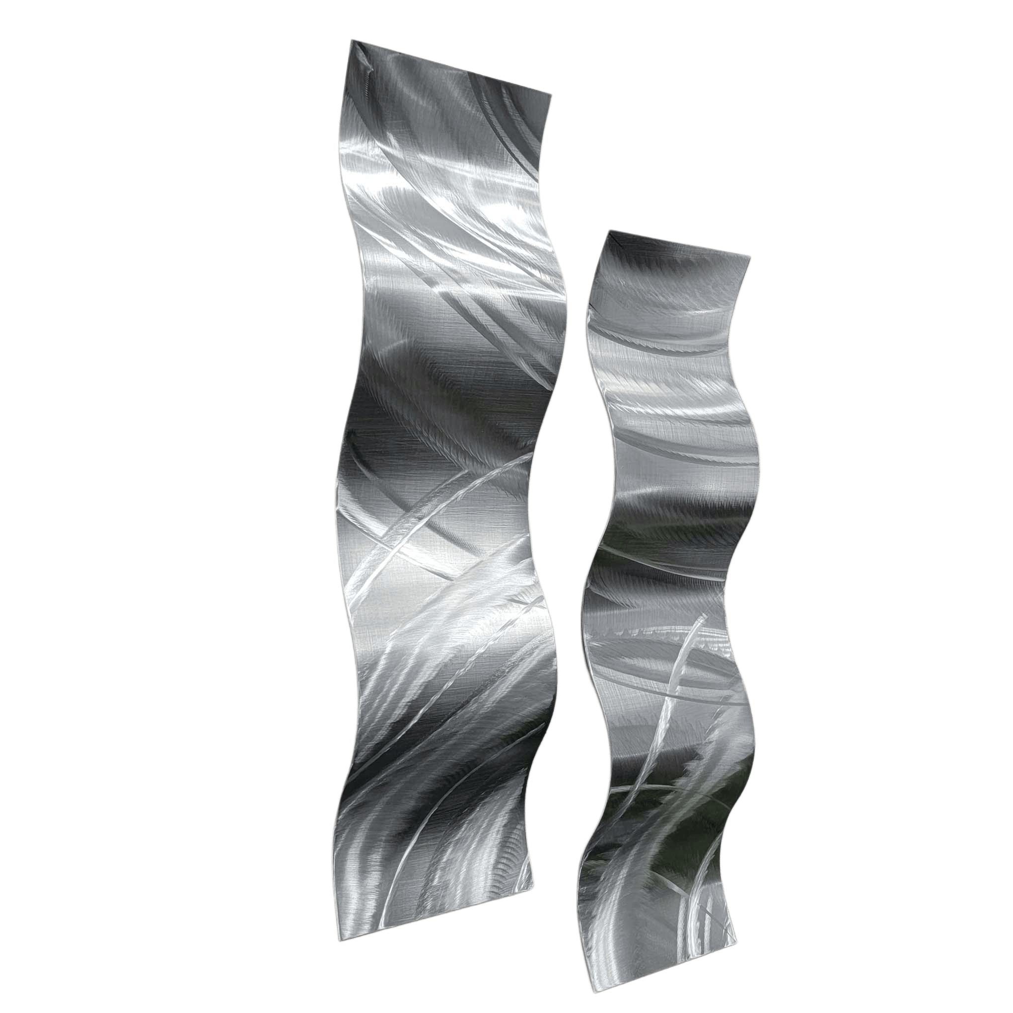 Twin Currents - 2-Panel Metal Wave Wall Art 6"x23" (each)