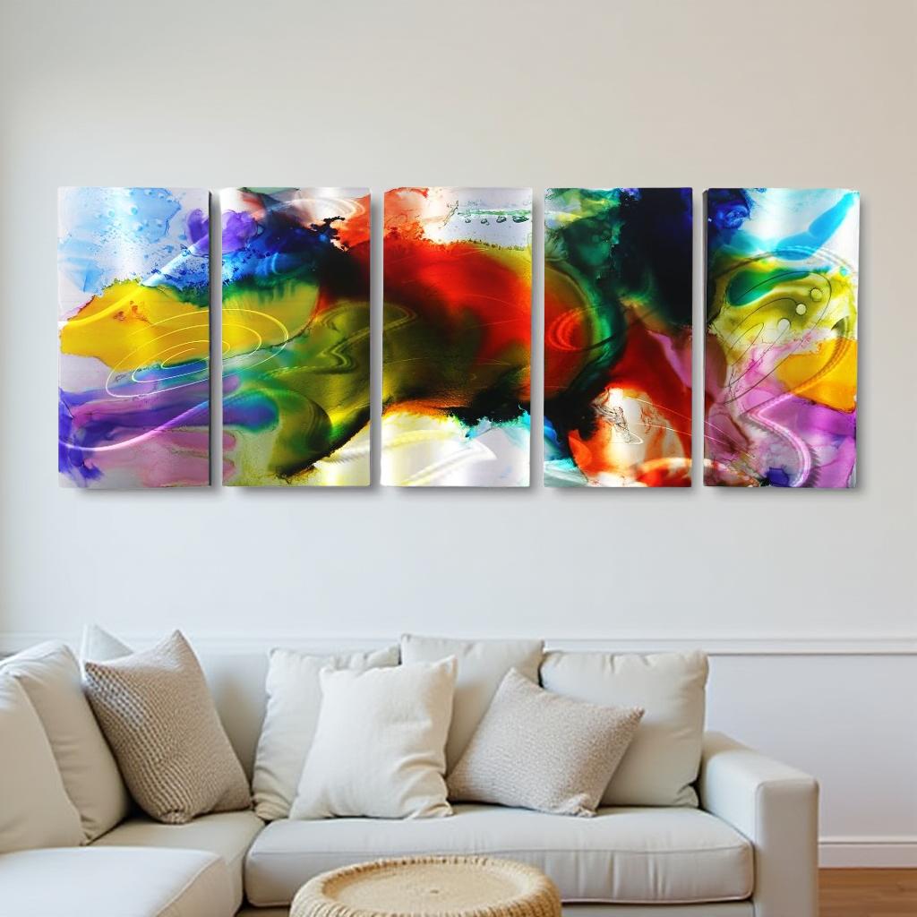 Ethereal Bloom - Multi-Panel Metal Wall Art 64"x24"