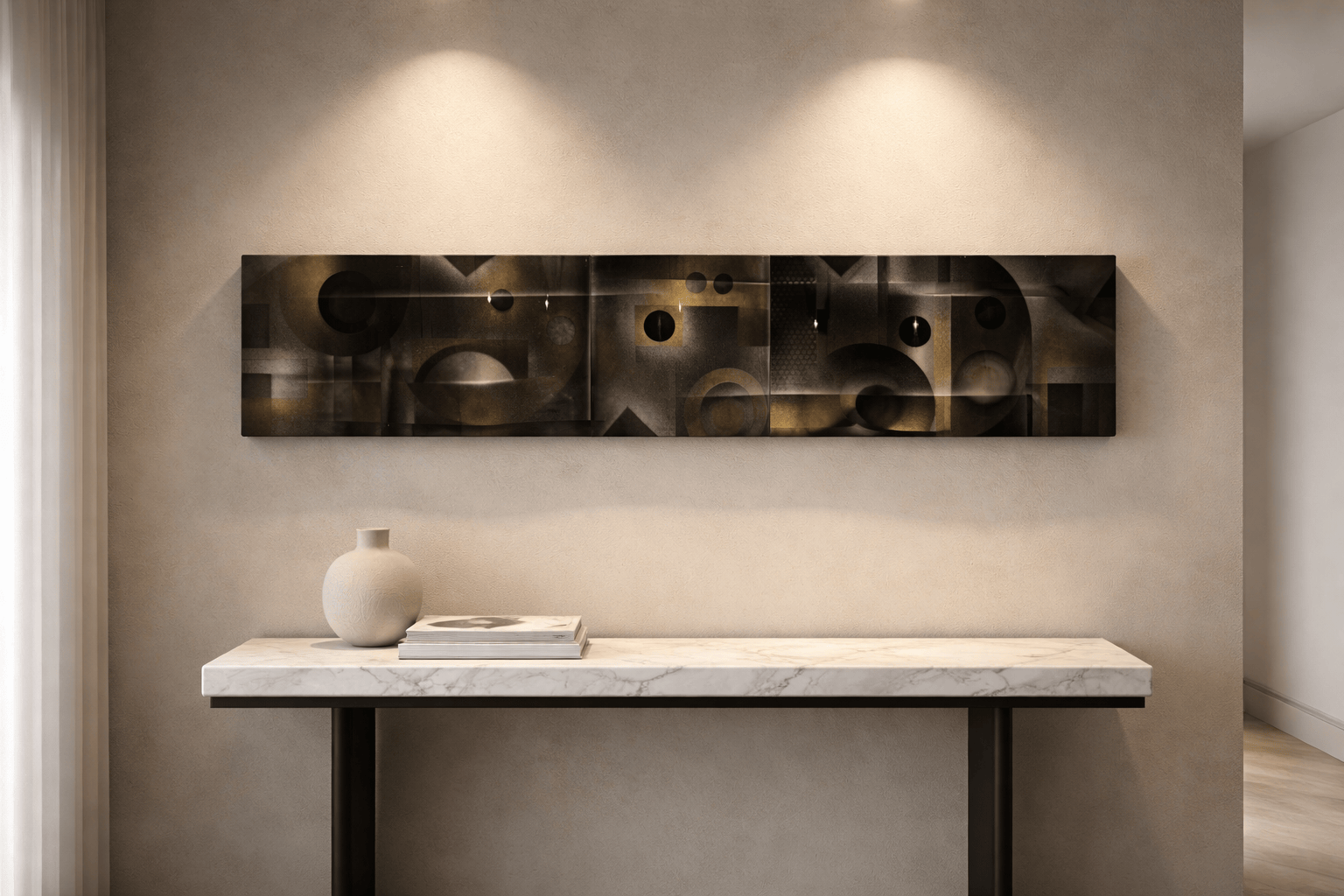 Geometric Shadows - Metal Wave Art 10"x46"