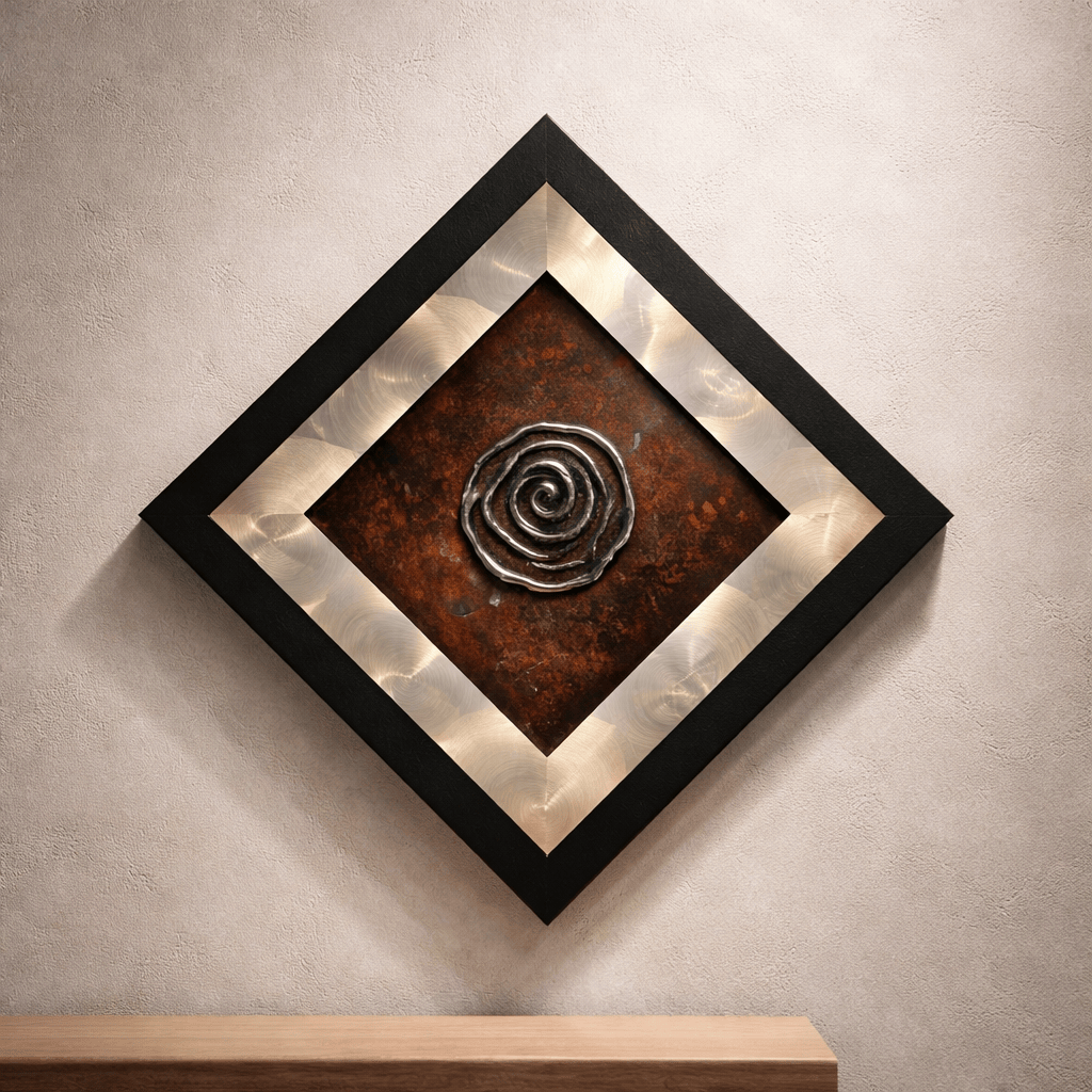 Ancient Spiral - Mixed Media Metal Wall Art 12"x12"