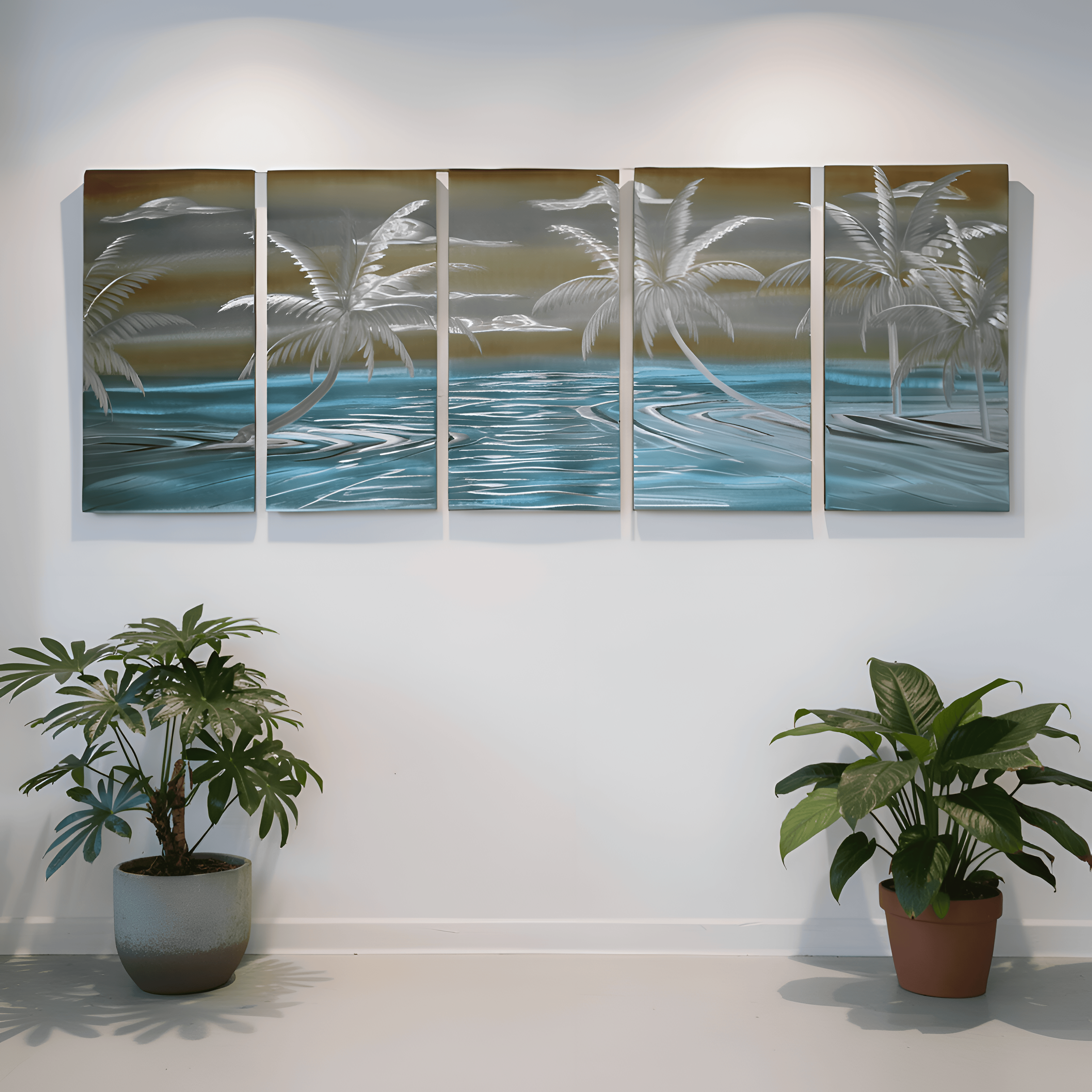 Tidal Palms - Metal Wall Art 24"x64"