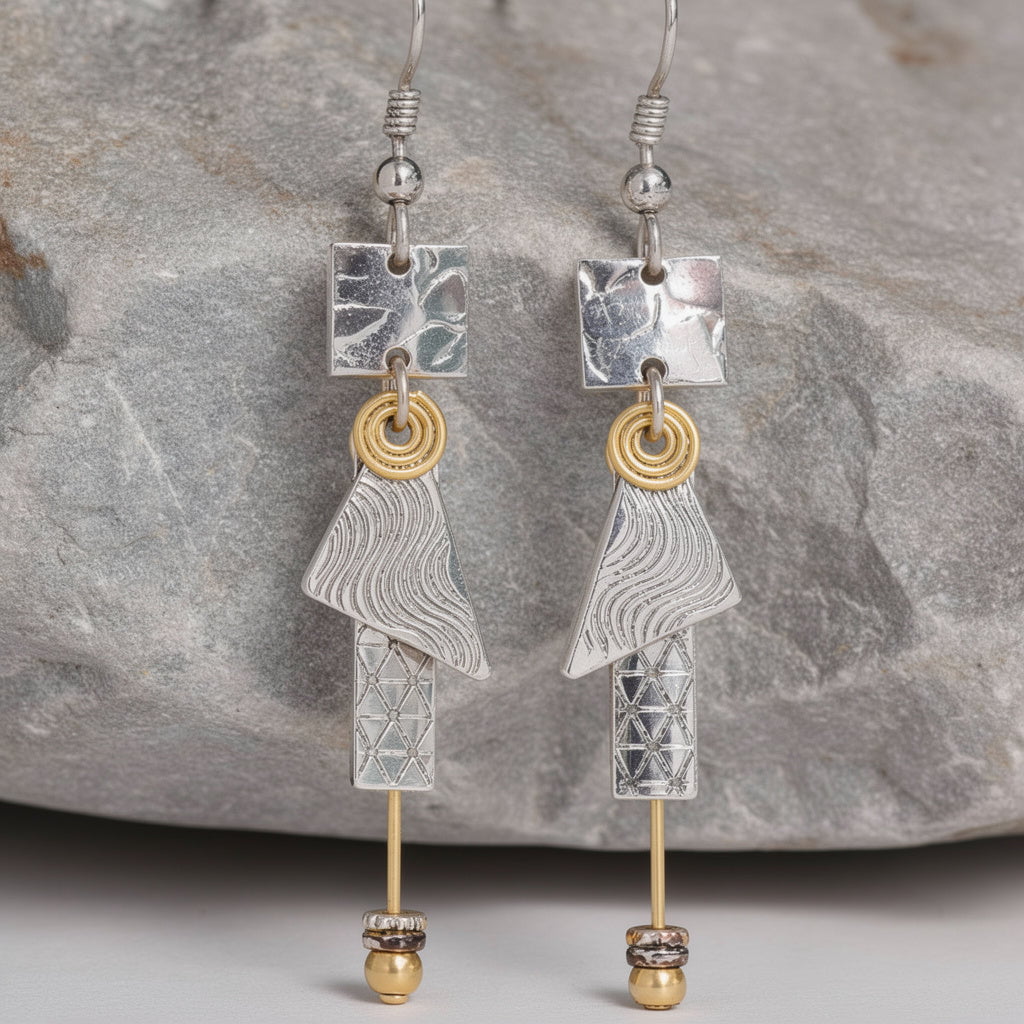 Flowing Currents Dangle Earrings 2"