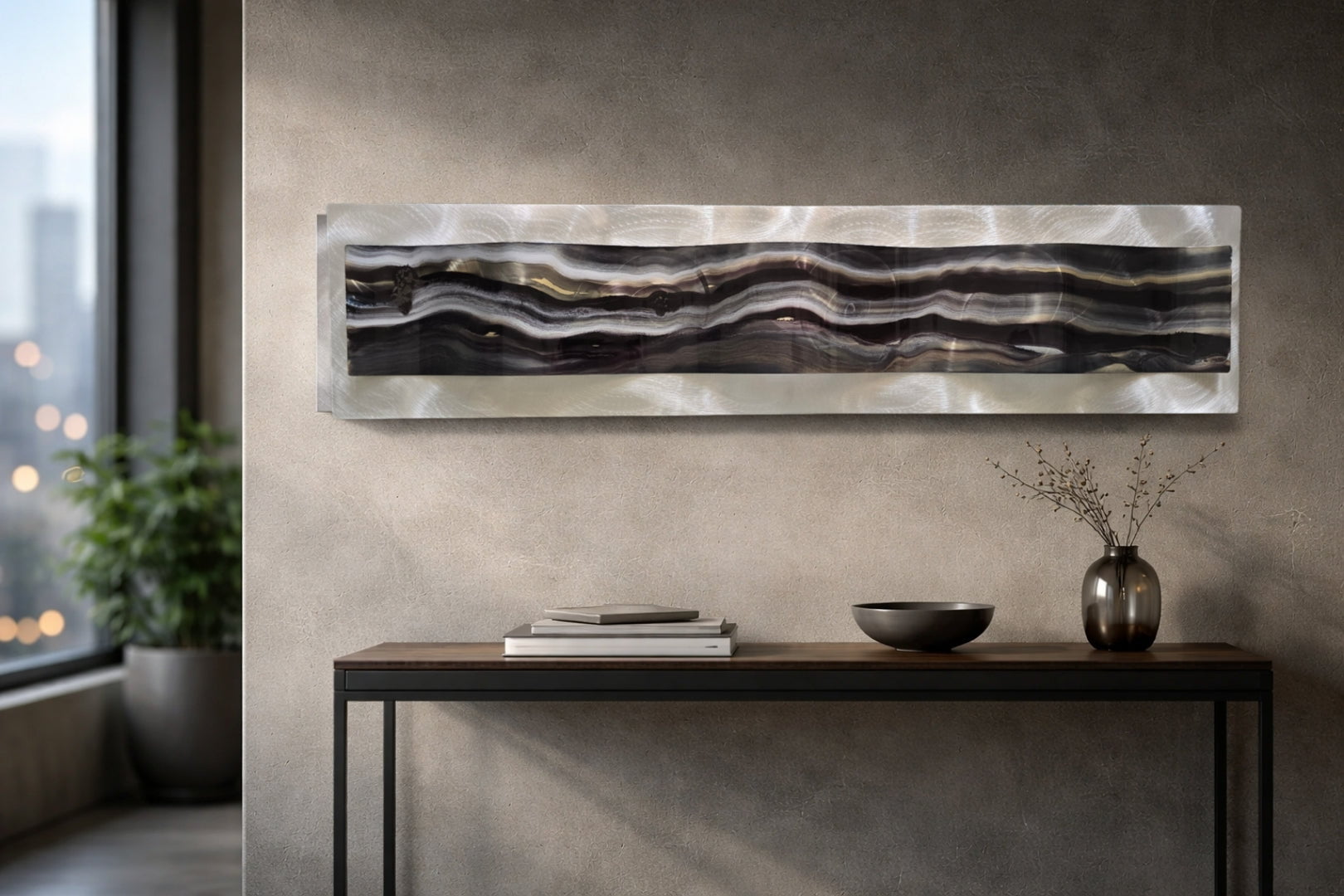 Shadow Flow - Metal Wave Wall Art 10"x46"