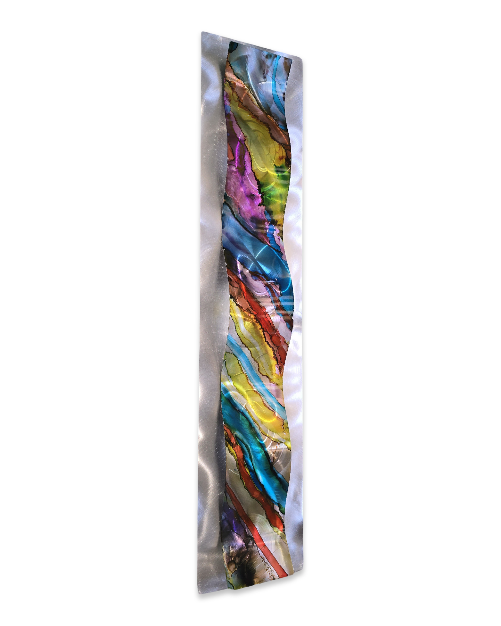 Rainbow Drift - Metal Wave Wall Art 47"x10"
