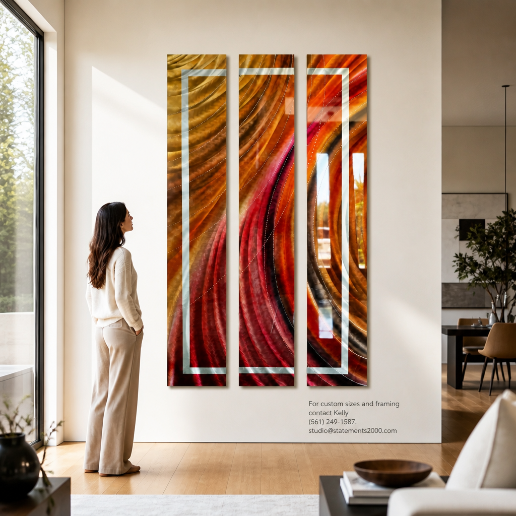 The Wildfire - 3-Panel Metal Wall Art 8"x48" (each)