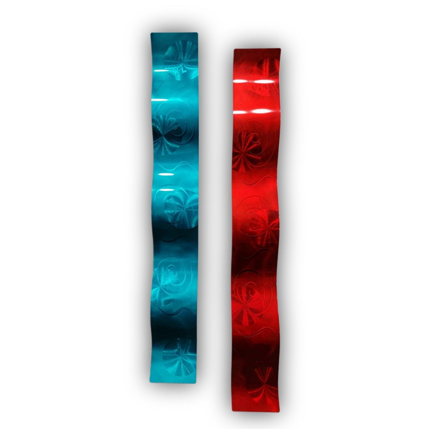 Azure & Crimson Tide - Metal Wave Wall Art Set of 2 (wav81)