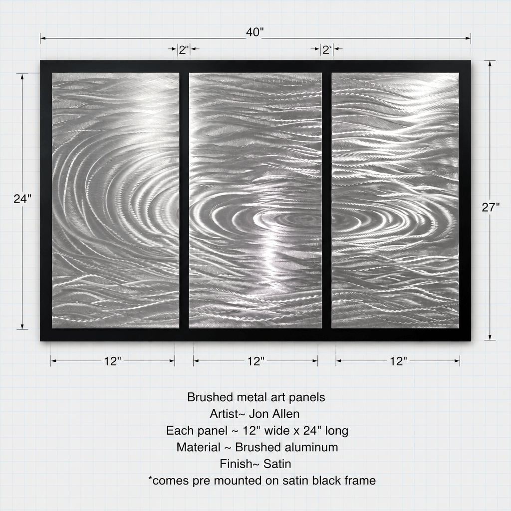 The Confluence - Three-Panel Brushed Aluminum Wall Art 27"x40"