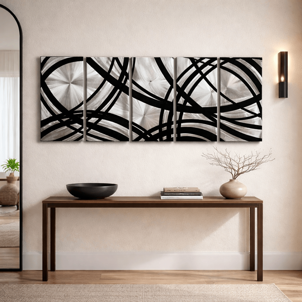 Orbital Weave - 5-Panel Metal Wall Art 64"x24"