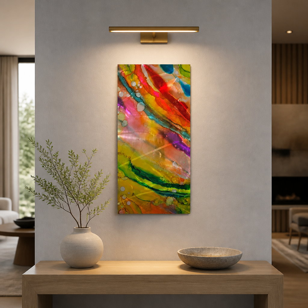 Radiant Cascade - Metal Wall Art 12"x24"