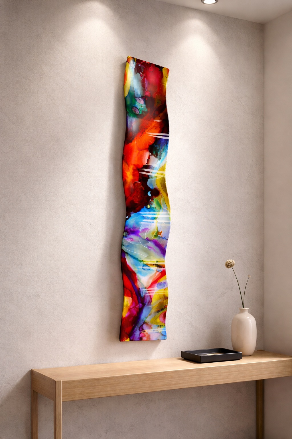 Vivid Cascade - Metal Wave Art 6"x46"