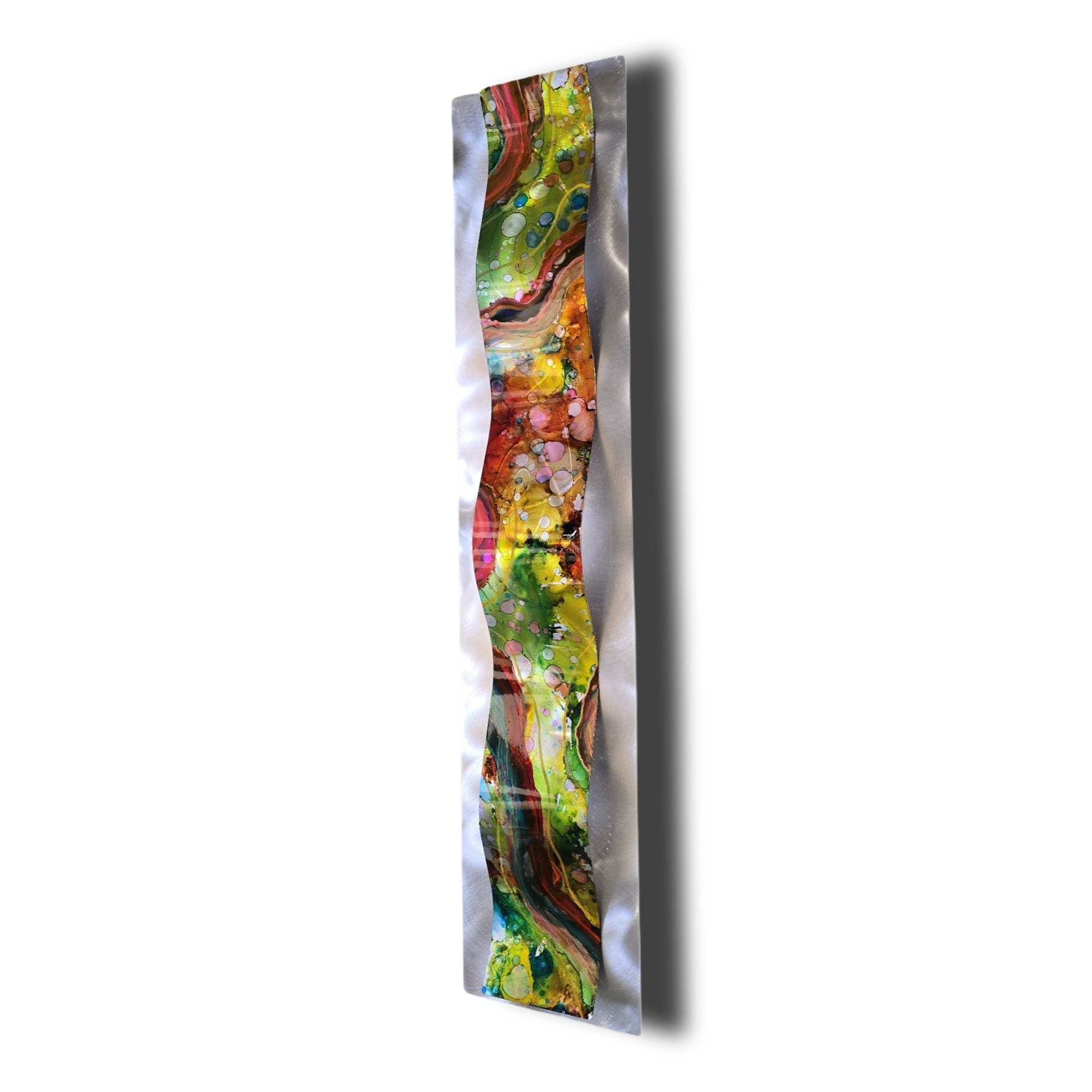 Rainbow Drift - Metal Wave Wall Art 47"x10"