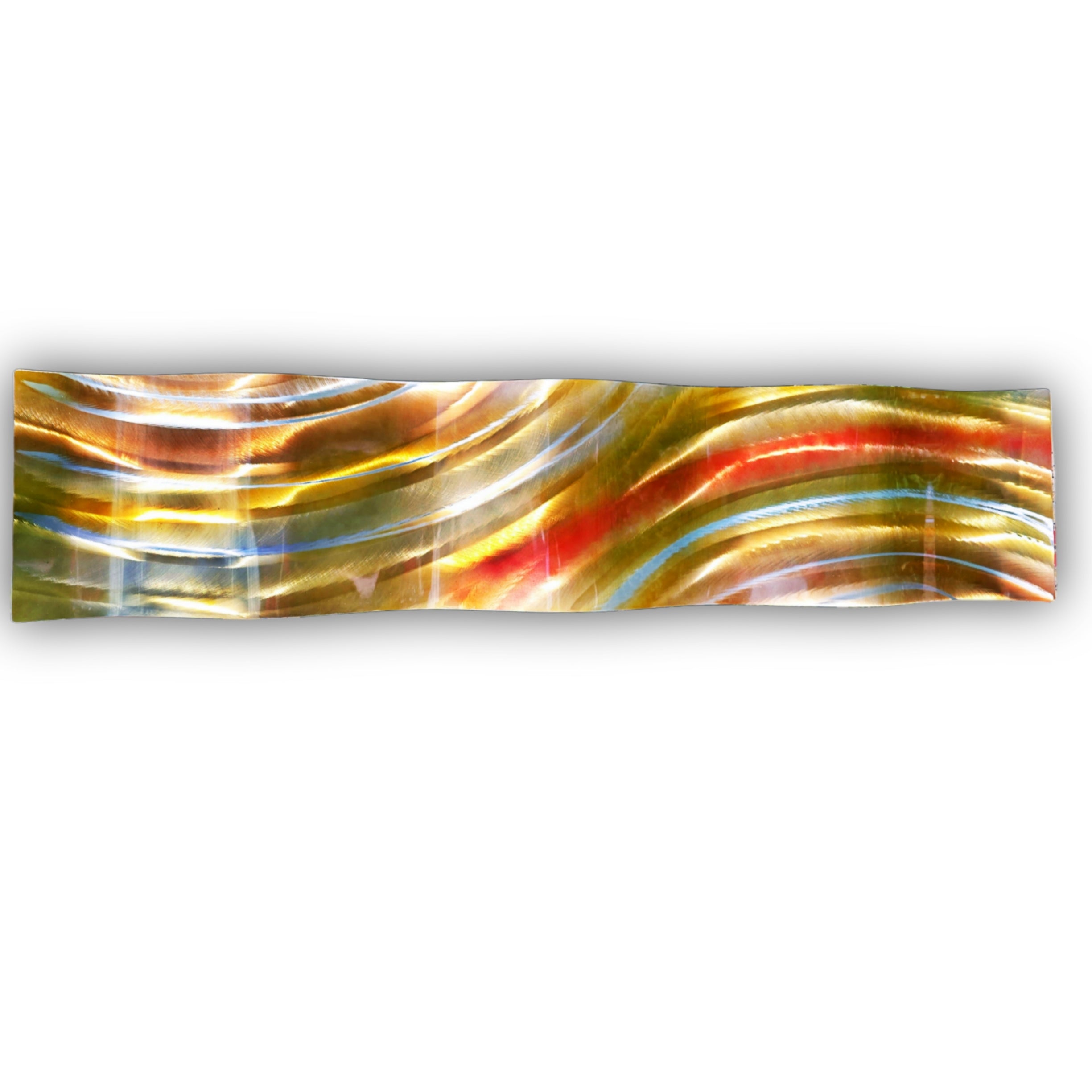 Golden Cascade - Metal Wave Art 10"x46"