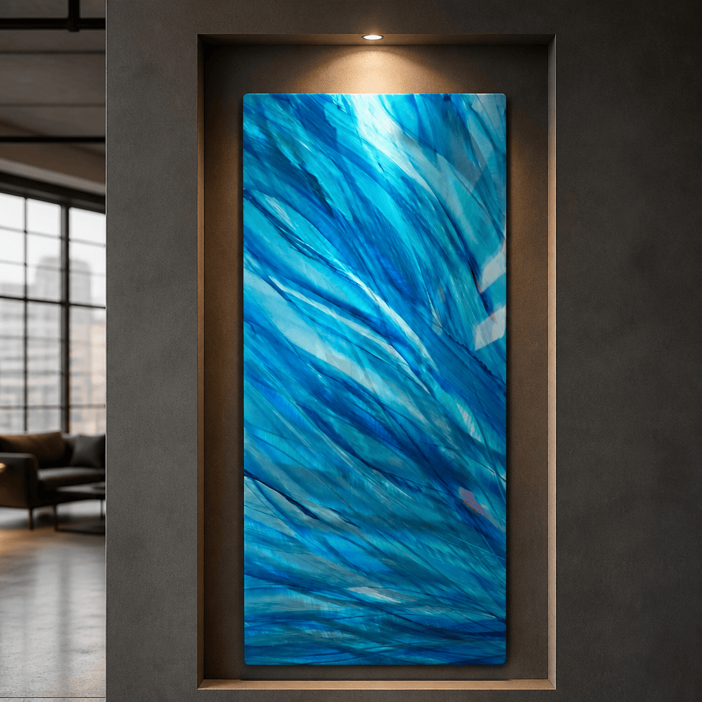 Azure Flow - Metal Wall Art 10"x24"