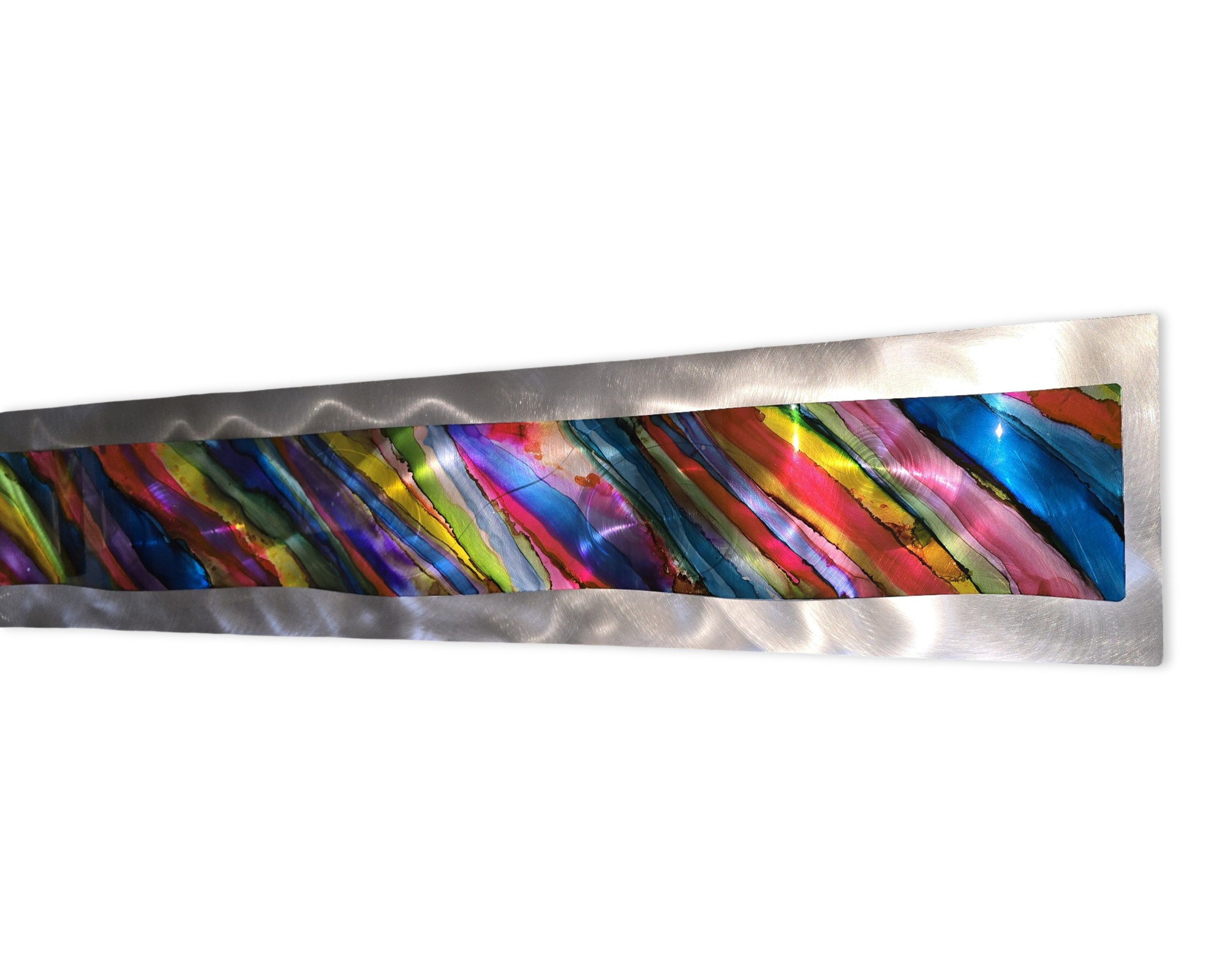 Rainbow Drift - Metal Wave Wall Art 47"x10"
