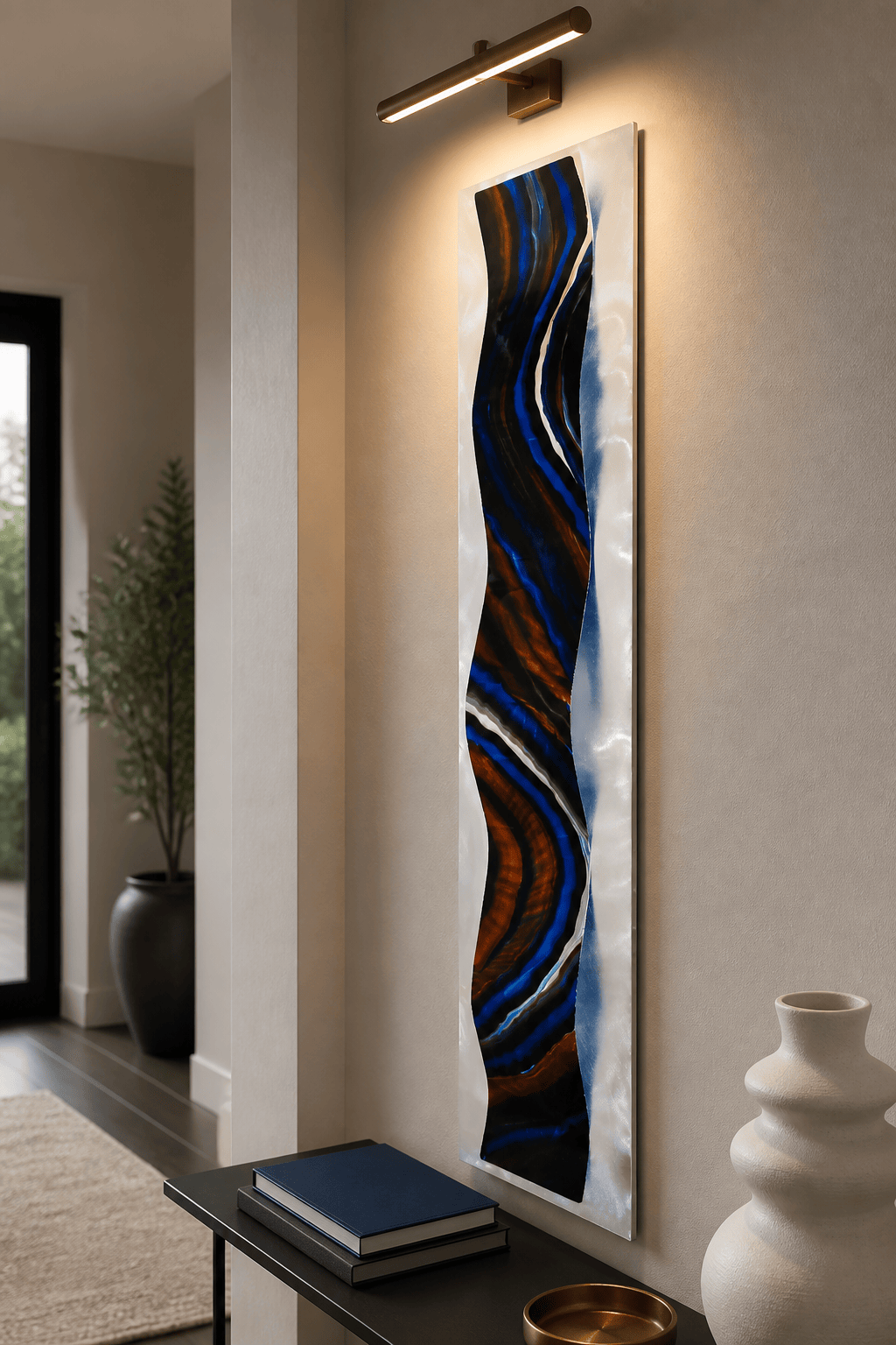 Midnight Indigo - Metal Wave Wall Art 10"x47"