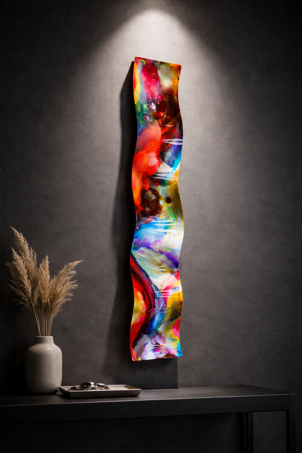 Vivid Cascade - Metal Wave Art 6"x46"