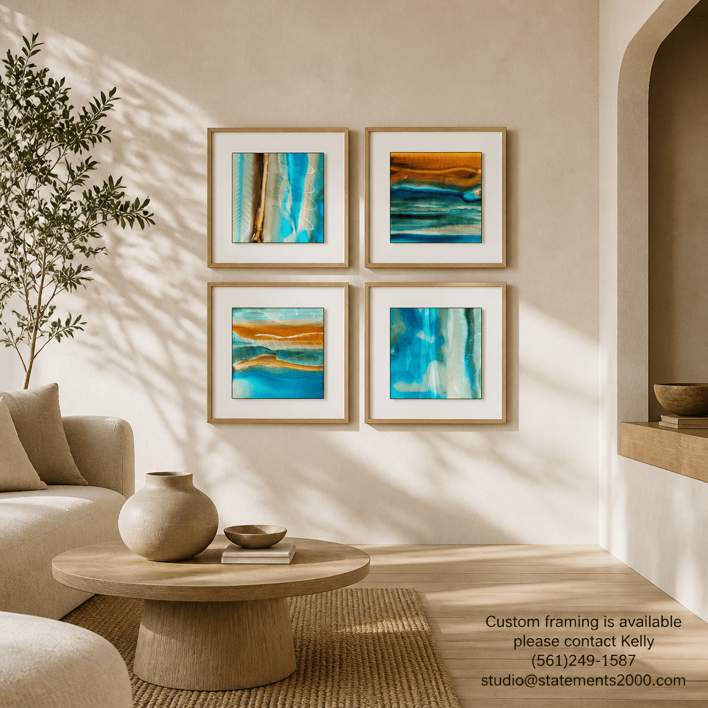 Coastal Drift - Four-Panel Metal Wall Art Set 12"x12" Each