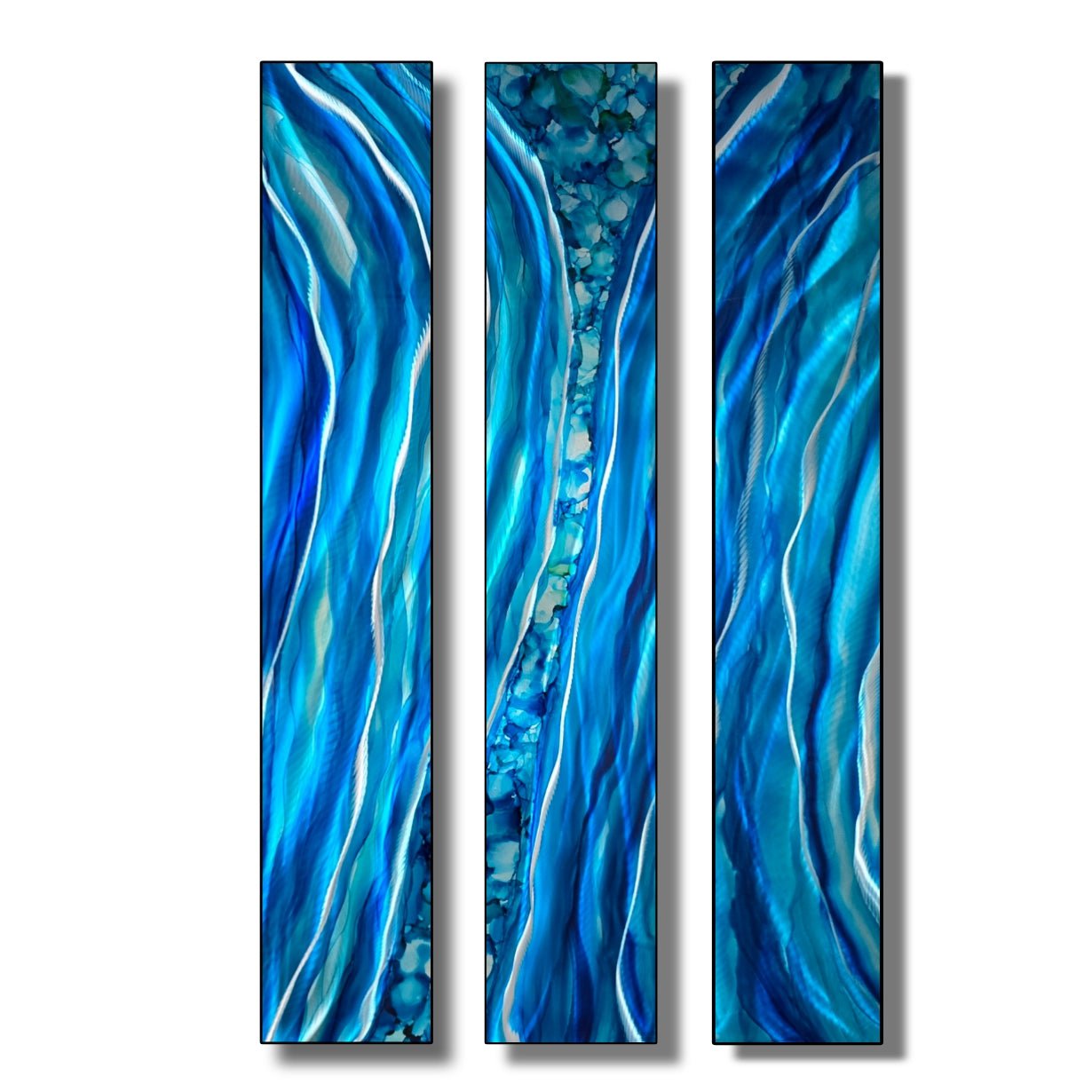 Colorful Circles Triptych - 3-Piece Metal Wall Art Set 8"x48" Each