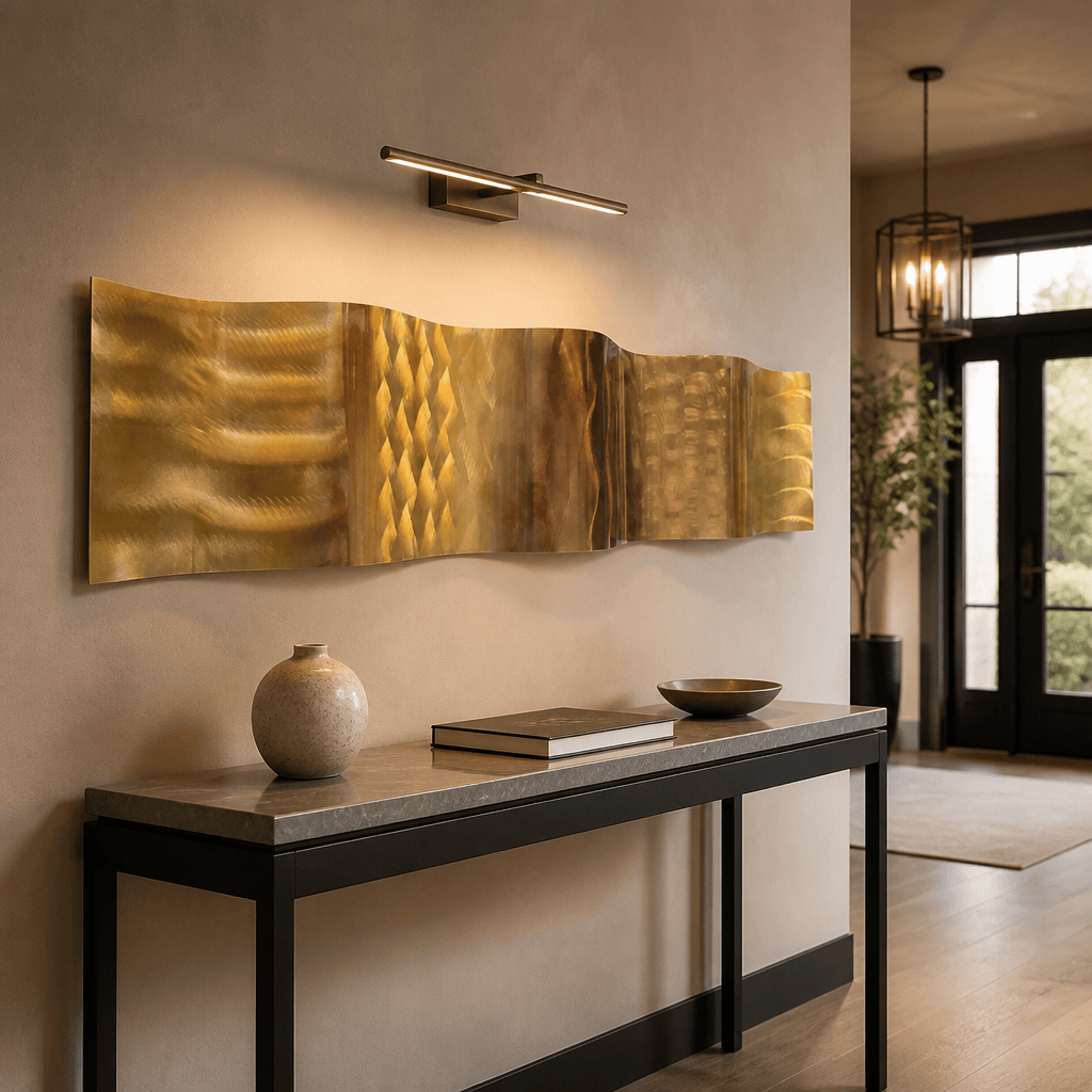 Golden Terrain - Metal Wave Wall Art 46"x10"
