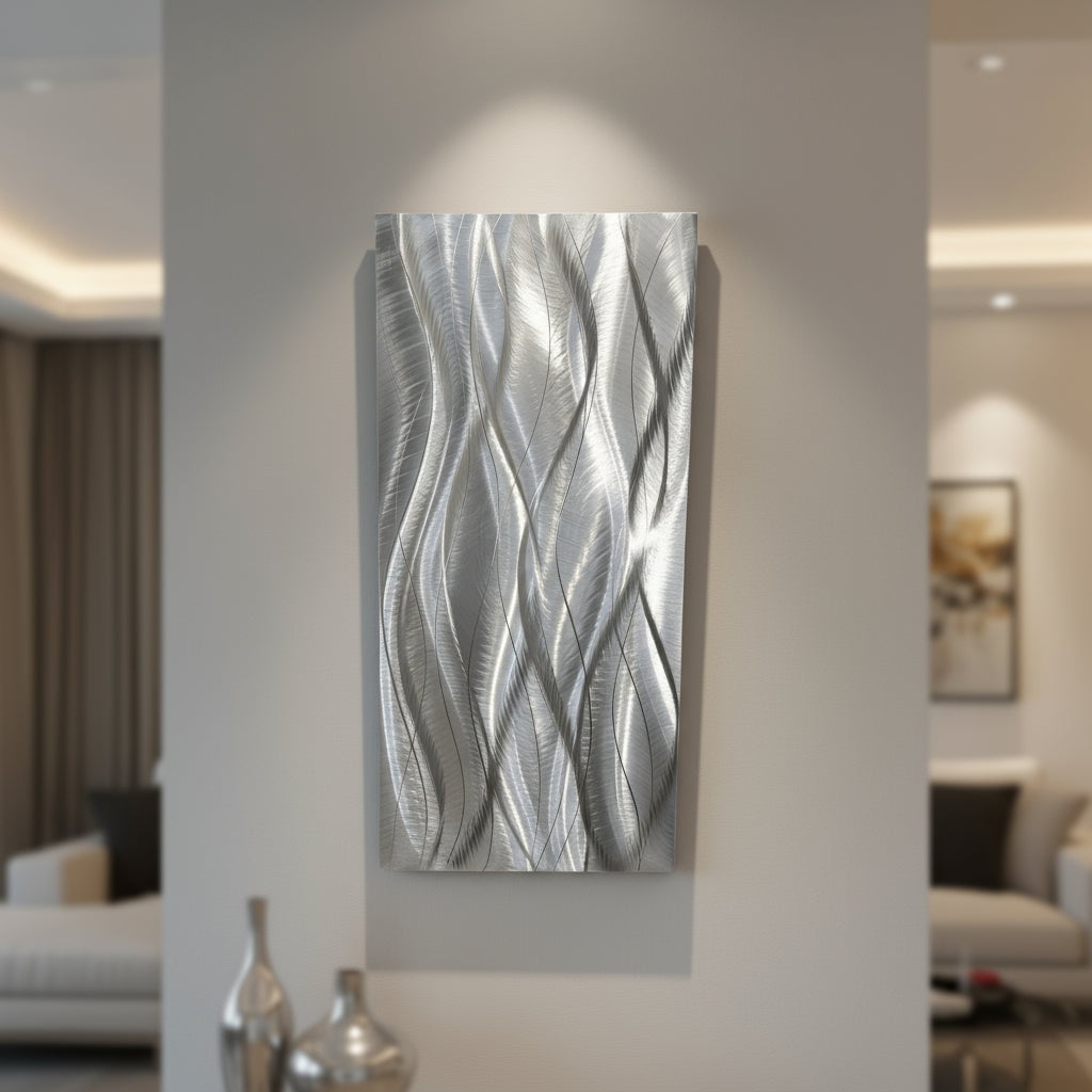 Silver Cascade - Contemporary Metal Wall Art