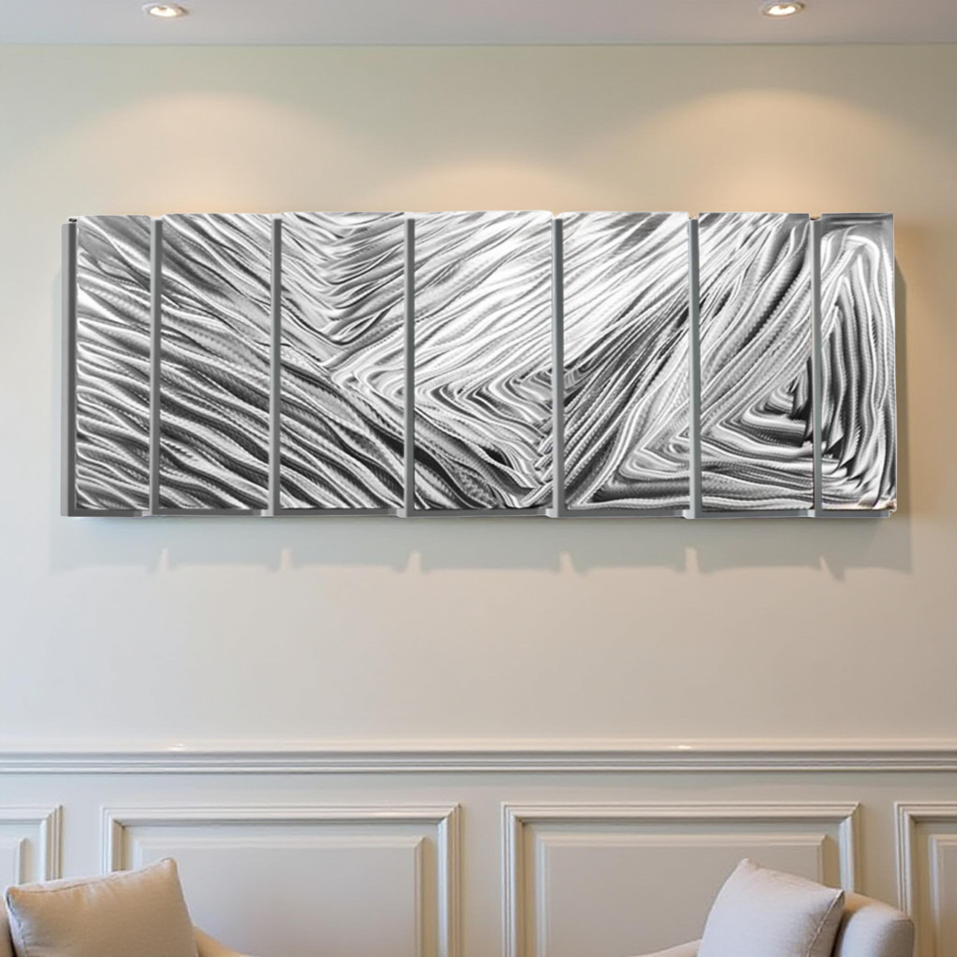Silver Abstract Metal Wall Painting by Jon Allen - Soothing Shores