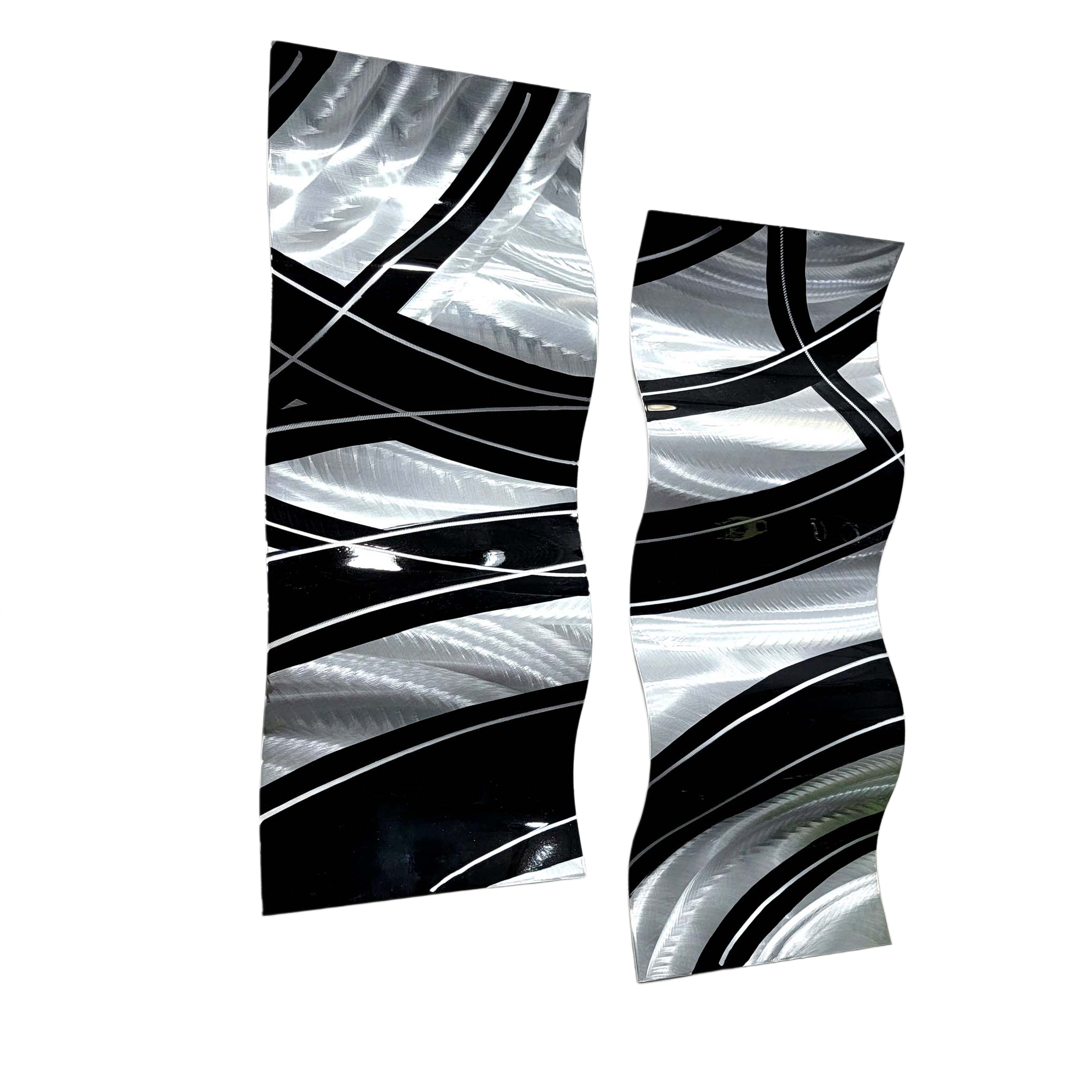 Midnight Crossing - Metal Wave Wall Art Set of 2 (12"x23" each)  (gem w 34)