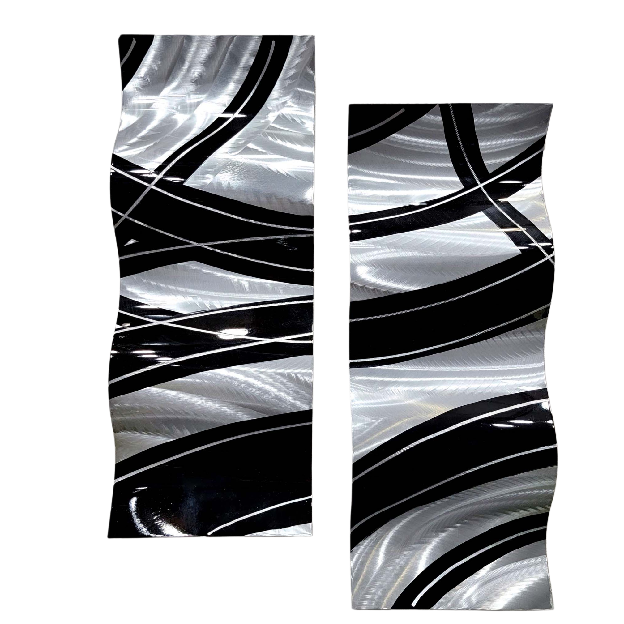 Midnight Crossing - Metal Wave Wall Art Set of 2 (12"x23" each)  (gem w 34)