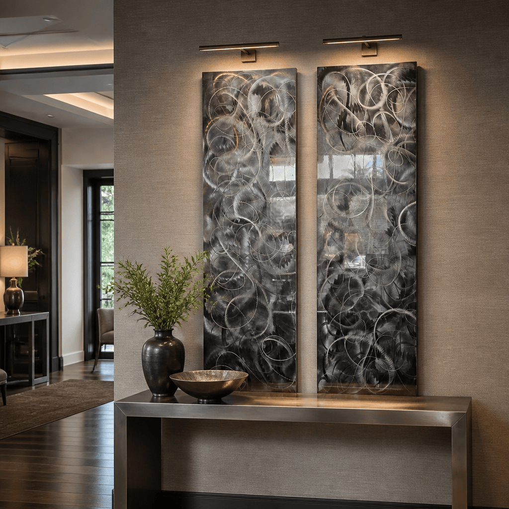 Dual Currents - Metal Wall Art 2-Panel Set 12"x48"