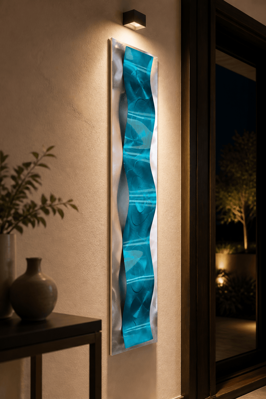 Lagoon Pulse - Metal Wave Wall Art 10"x46"