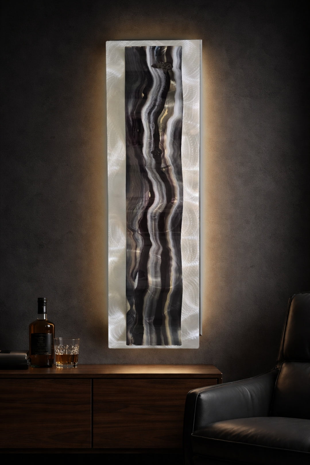 Shadow Flow - Metal Wave Wall Art 10"x46"