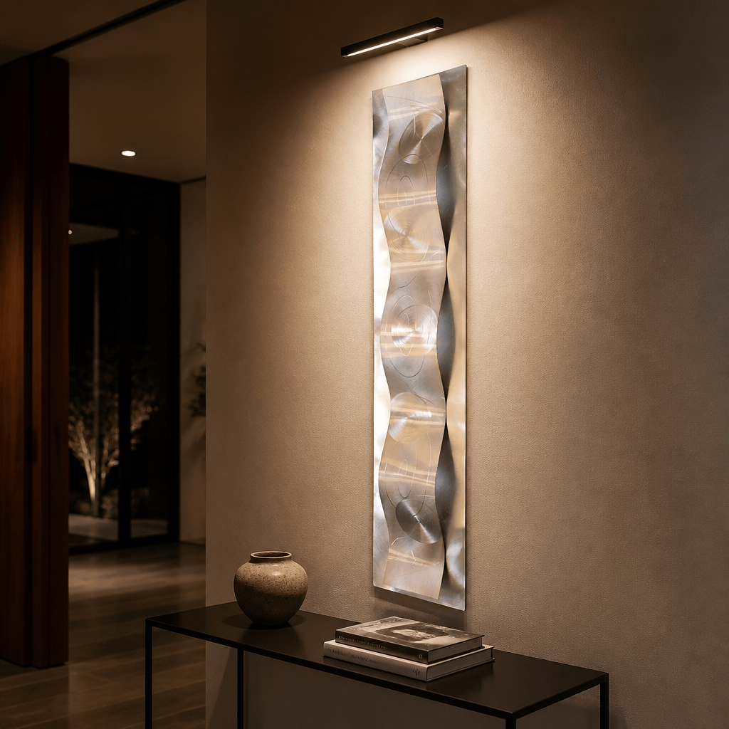 Gilded Spiral - Metal Wave Wall Art 10"x47"
