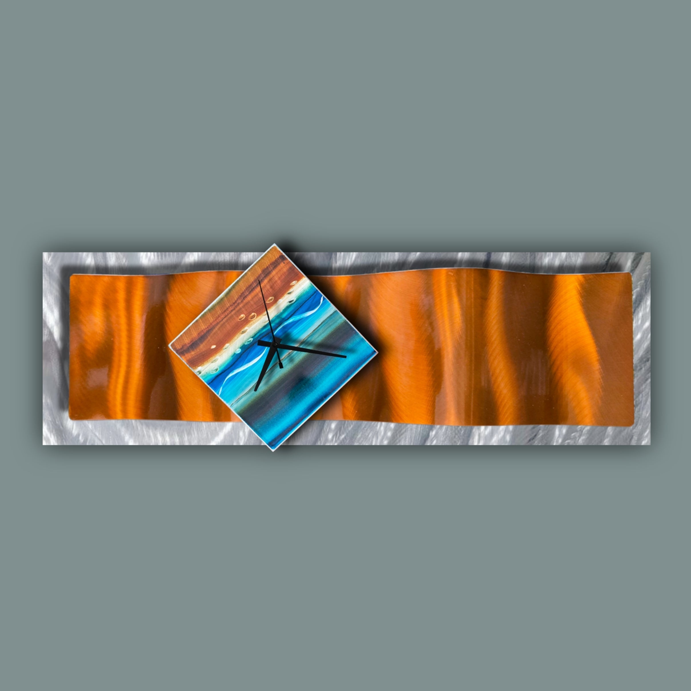 Copper Shoreline - Metal Wall Clock 9"x26"