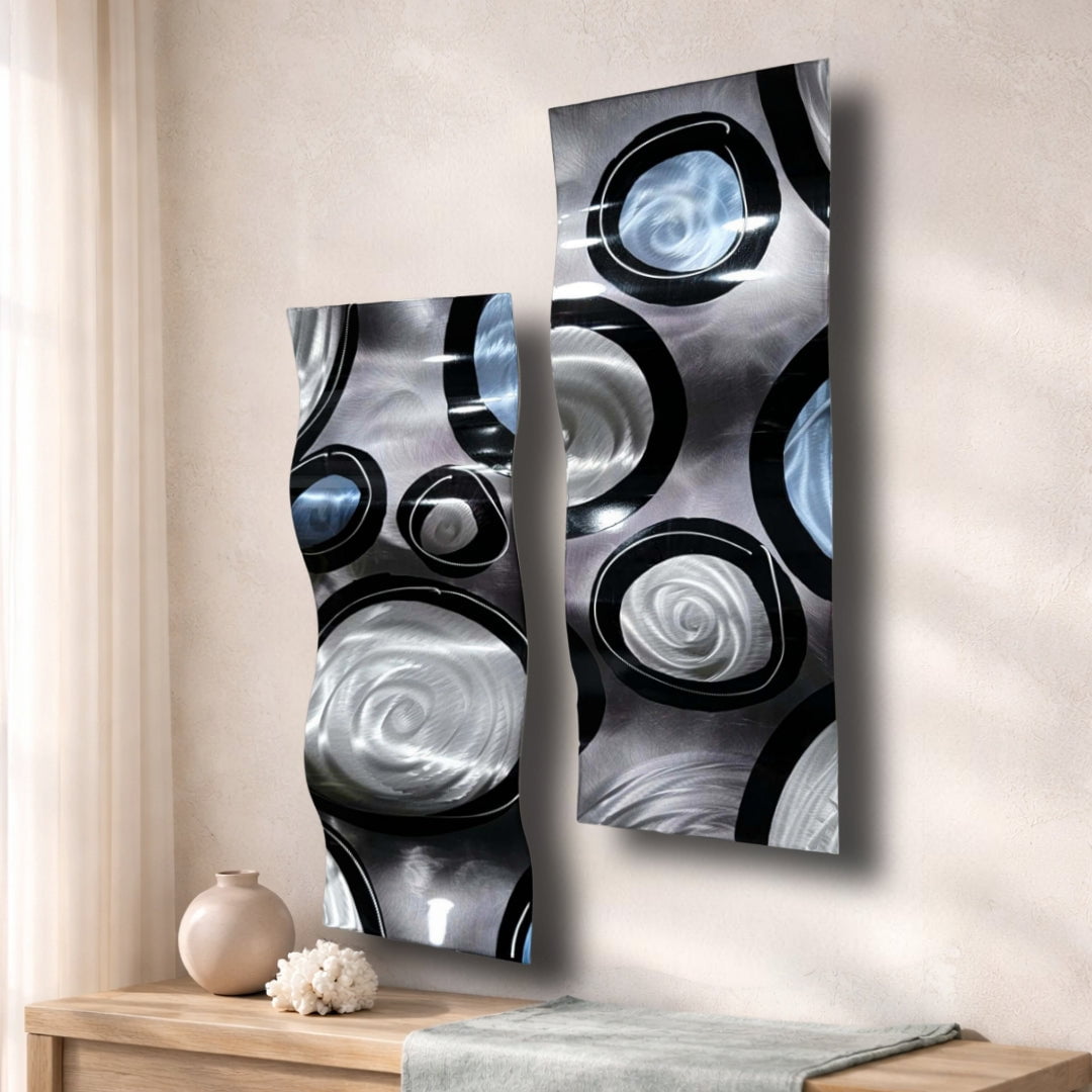 Lunar Orbit - Metal Wall Art Diptych 12"x28"