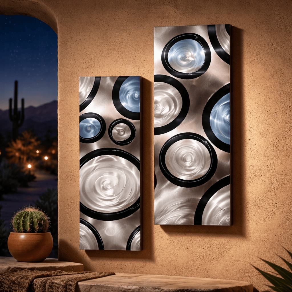 Orbital Drift - 2-Panel Metal Wave Wall Art 10"x23" (each)