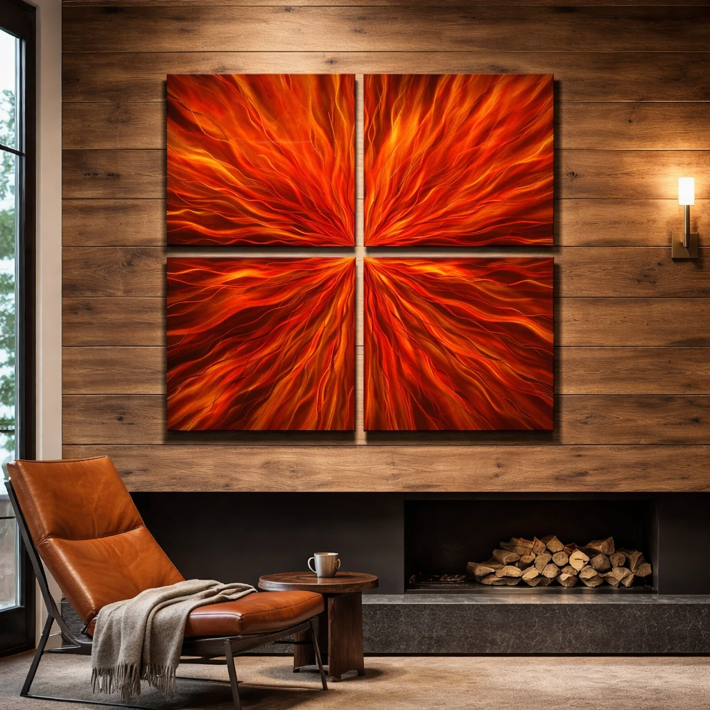 Solar Ignition - Metal Wall Art Set of 4 (50"x50" overall)