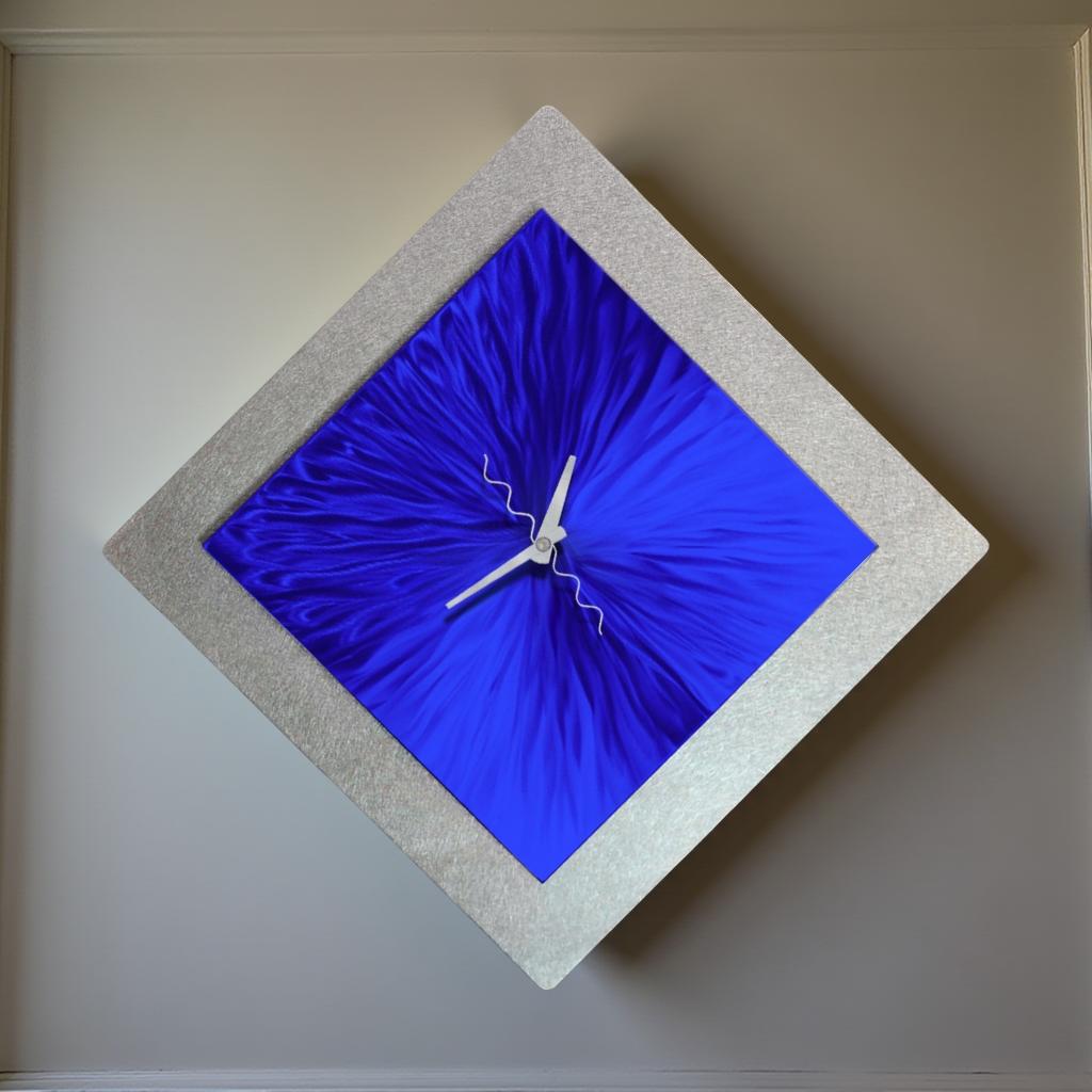 Indigo Radiance - Metal Wall Clock 12"x12"