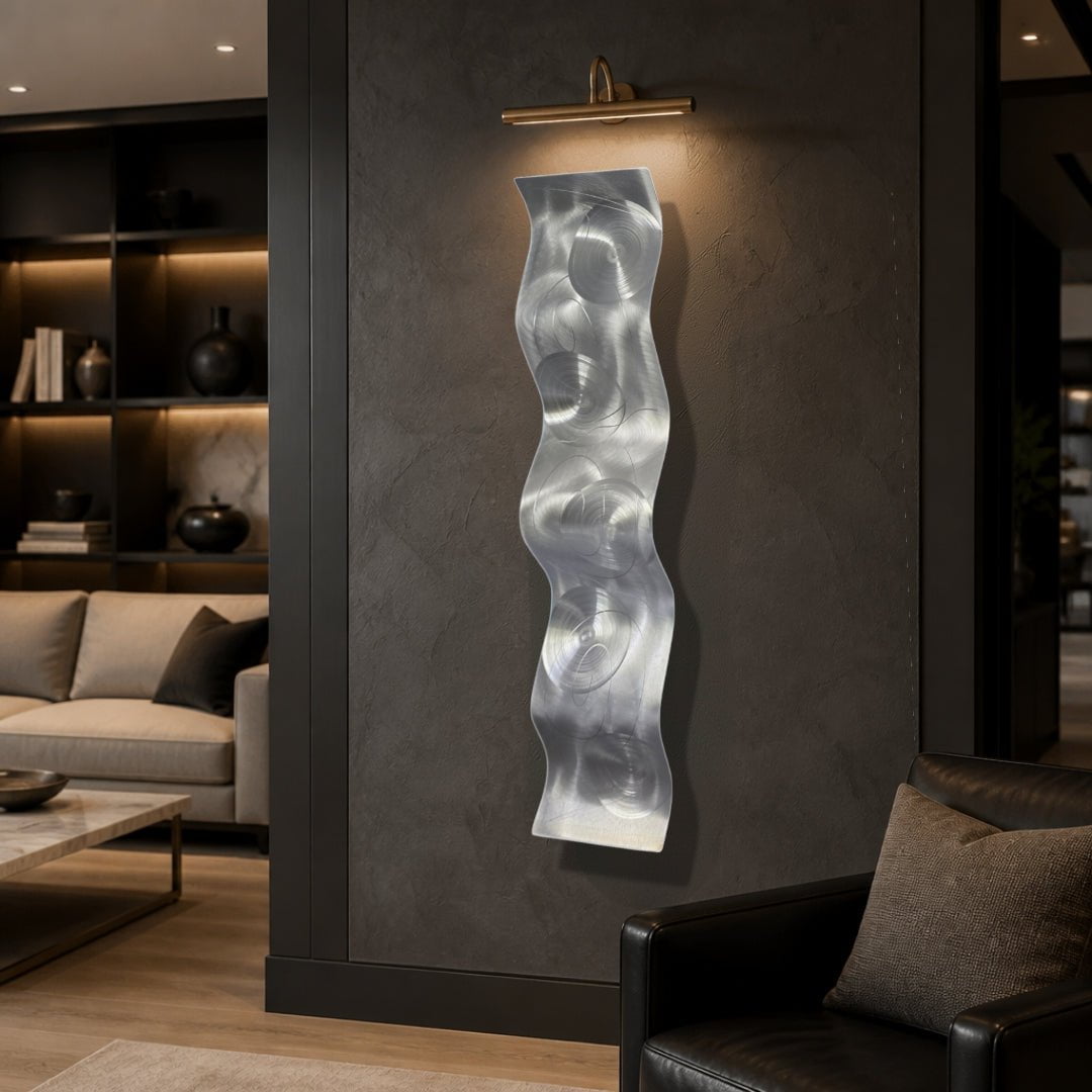 (Orbital Tide) - Metal Wave Wall Art 10"x46"