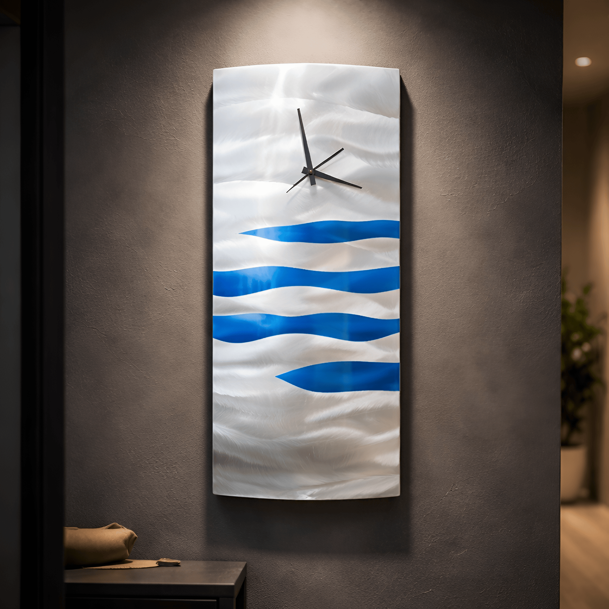 Azure Tide - Metal Wall Clock 12"x24"