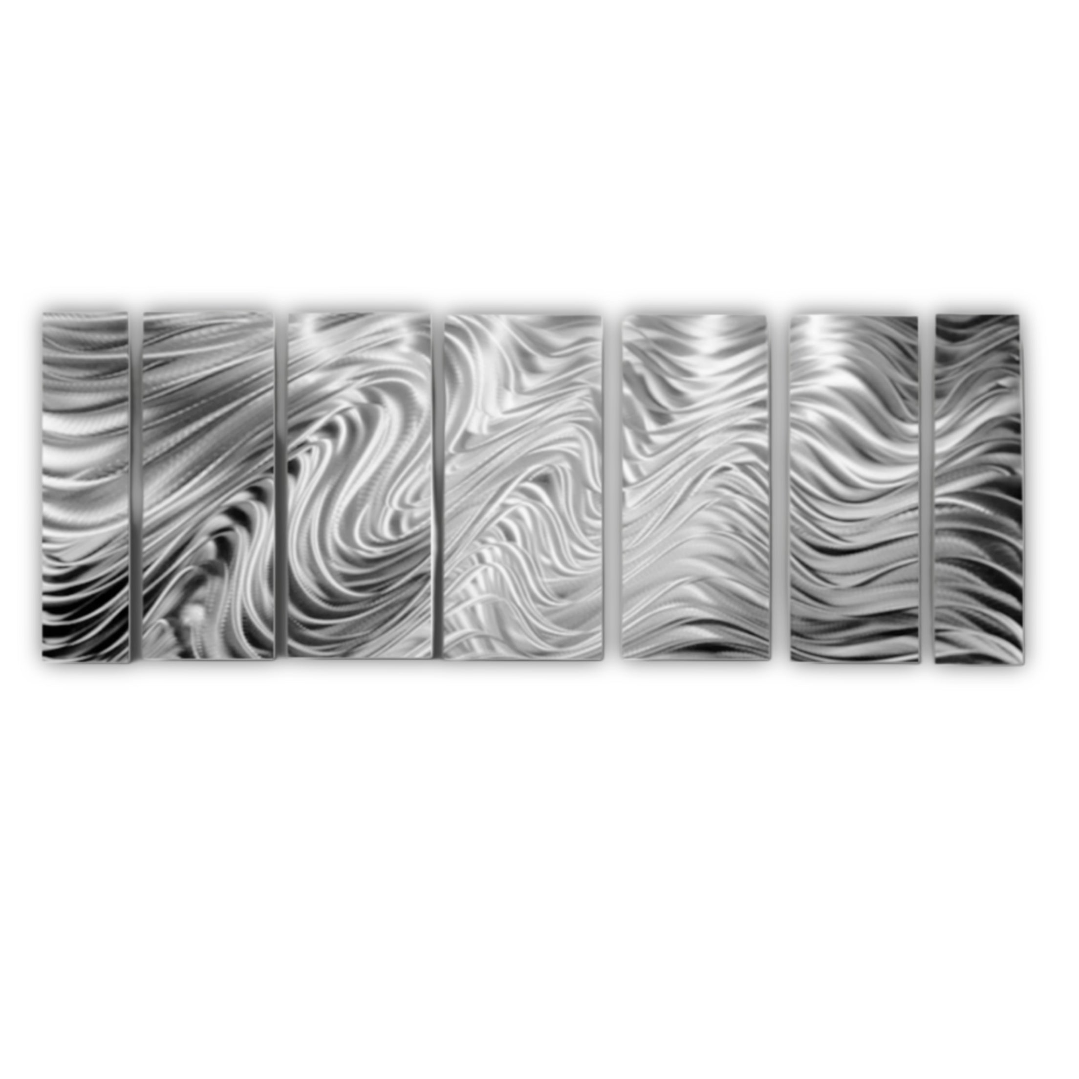 Silver- Desert Meditation - 7-Panel Metal Wall Art 68