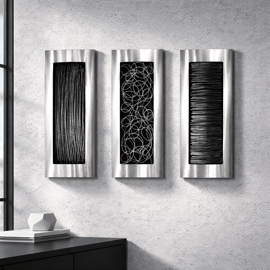 Silent Rhythm - Metal Wall Art Triptych 11"x24" (each)