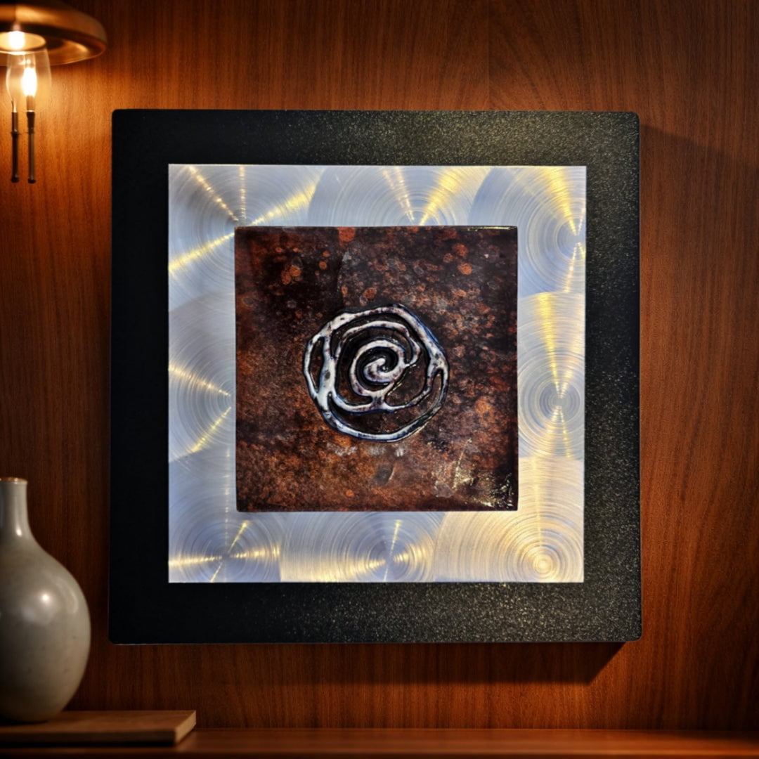 Ancient Spiral - Mixed Media Metal Wall Art 12"x12"