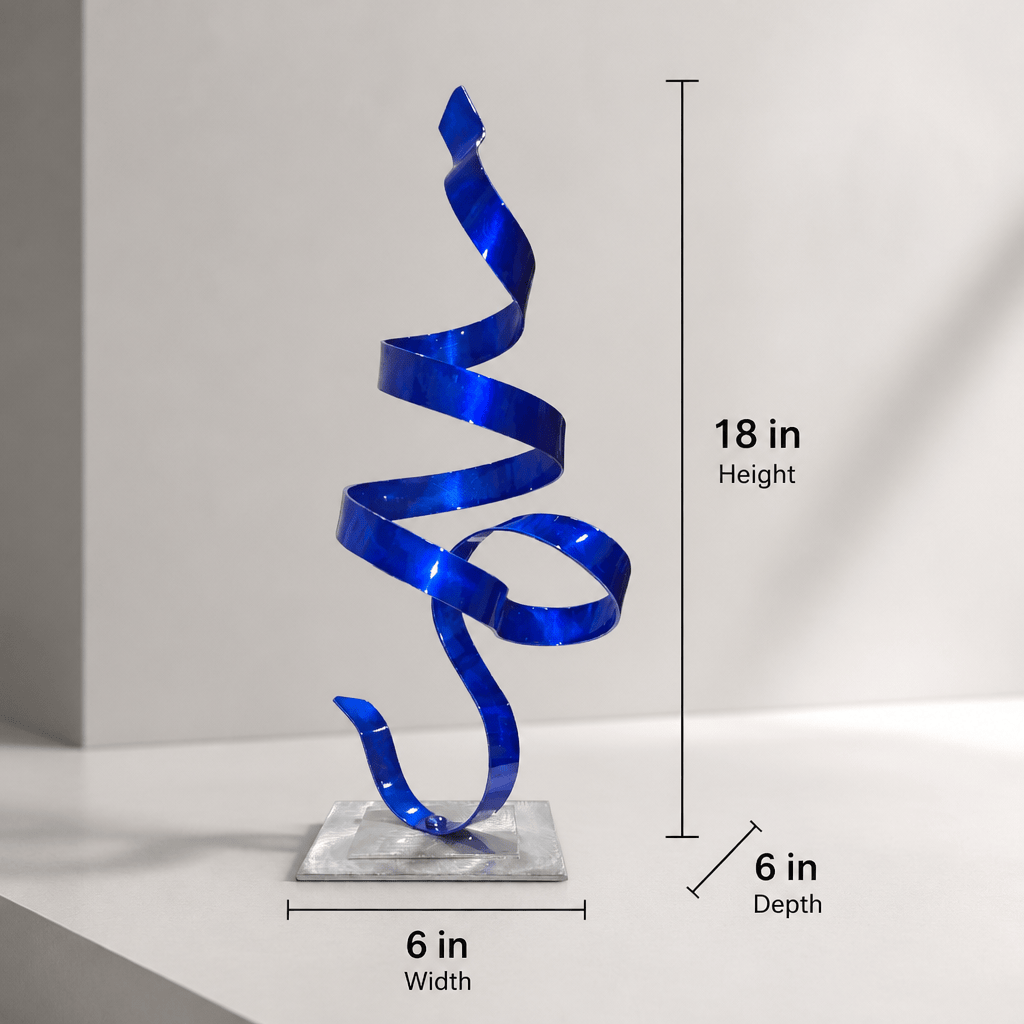 The Flourish - Blue Metal Sculpture 18"x6"