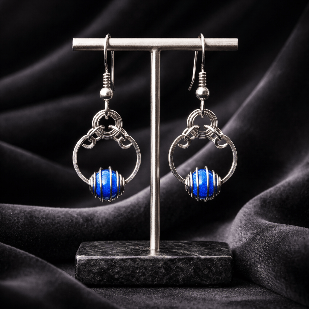 Azure Sphere Earrings 1"