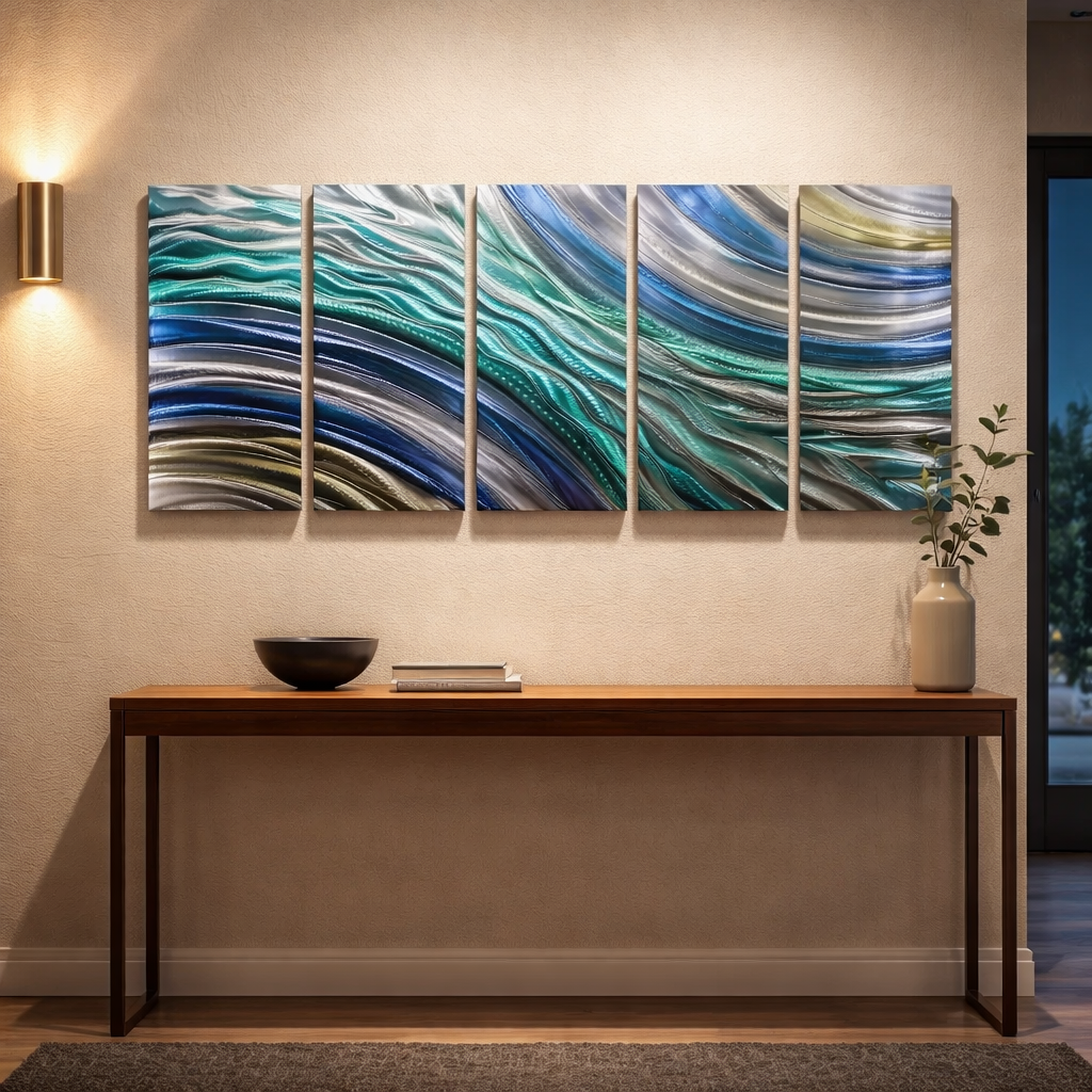 Coastal Reverie - 5-Panel Metal Wall Art  (wav 206)