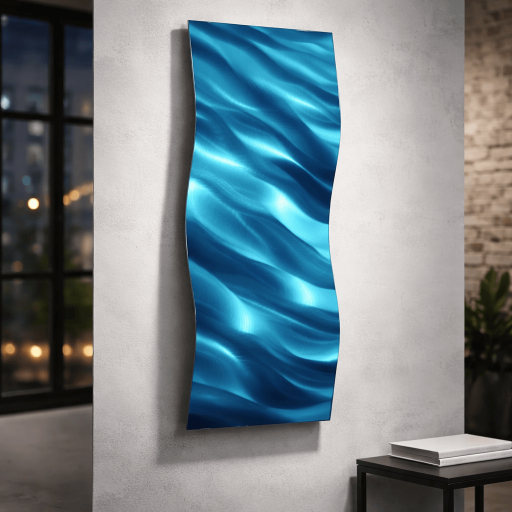 Aqua Surge - Metal Wave Wall Art 10"x23"  (w47)