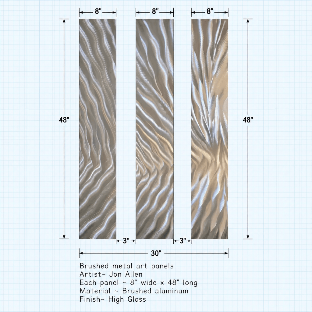The Fracture - 3-Panel Metal Wall Art 8"x48" (each)