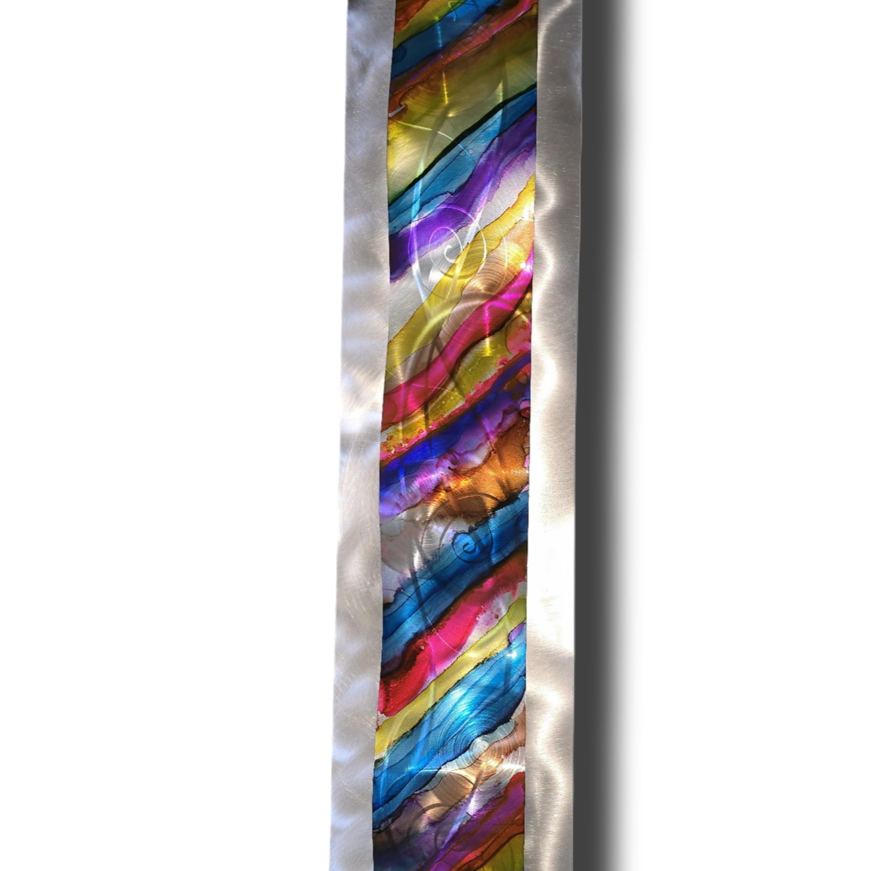 Rainbow Drift - Metal Wave Wall Art 47"x10"