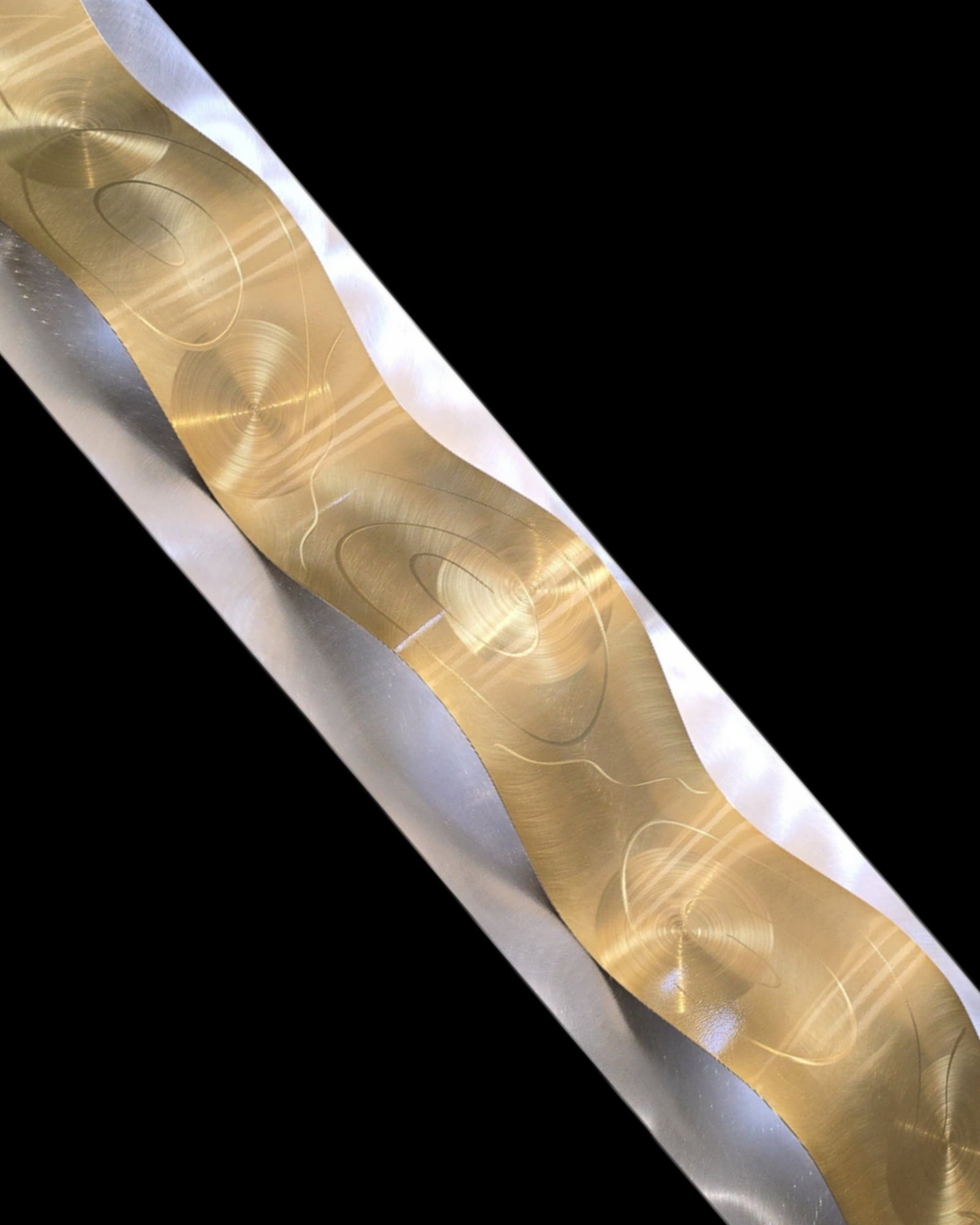 Golden Orbit - Metal Wave Wall Art 10"x46"